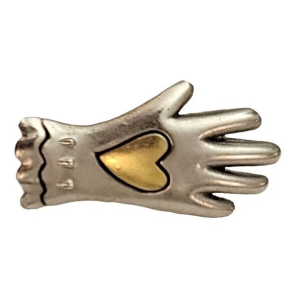 Gold Tone and Silver Tone  Heart On Hand Glove Scatter Lapel Pin Tie Tack K136 - Picture 9 of 9